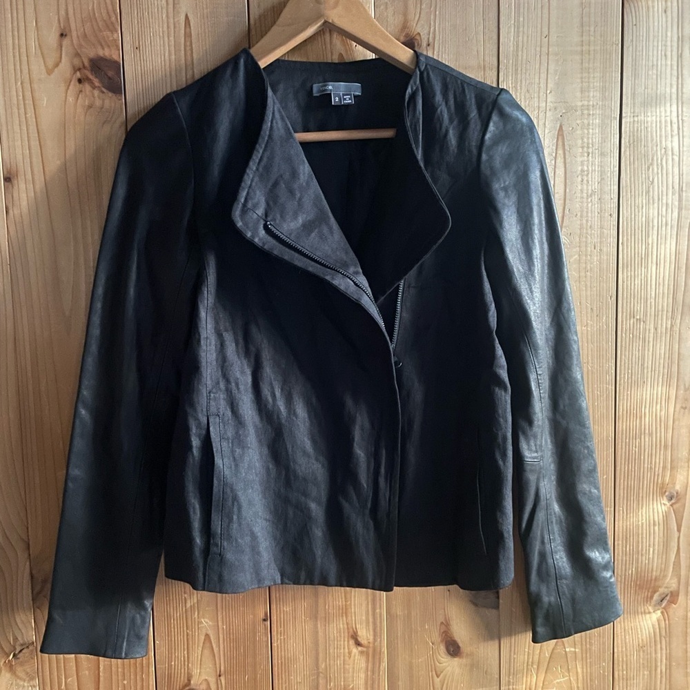 Vince Linen & Leather Jacket - Picture 10 of 13